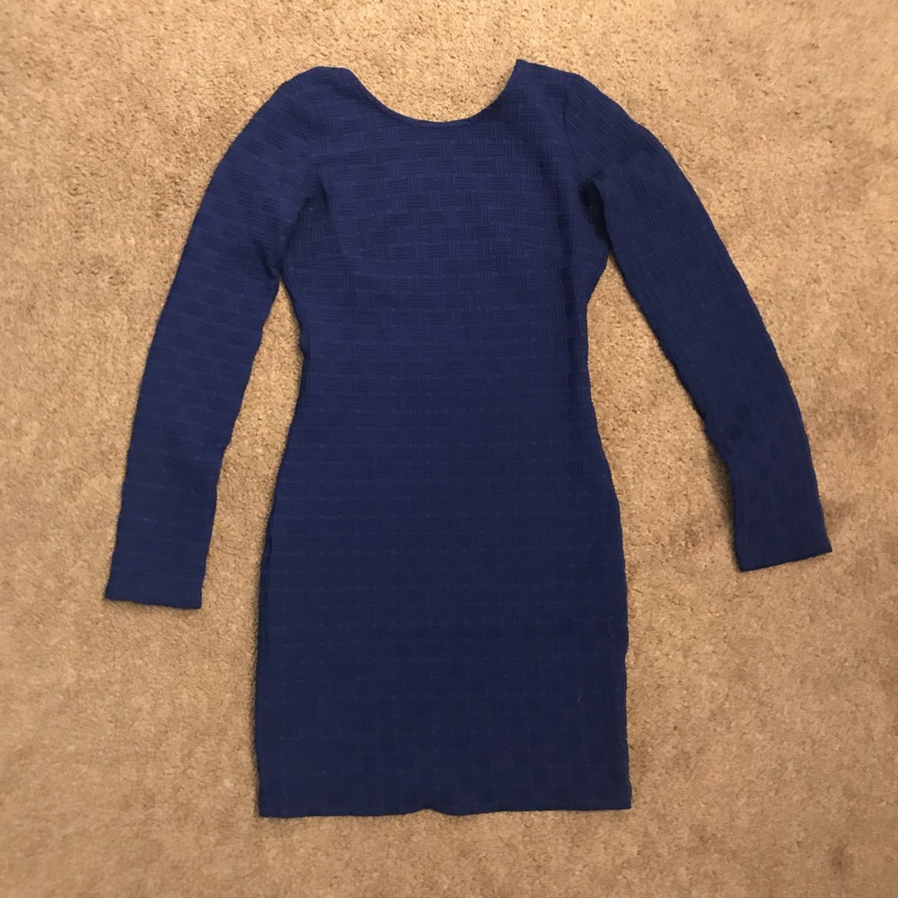 Topshop Navy textured bodycon dress